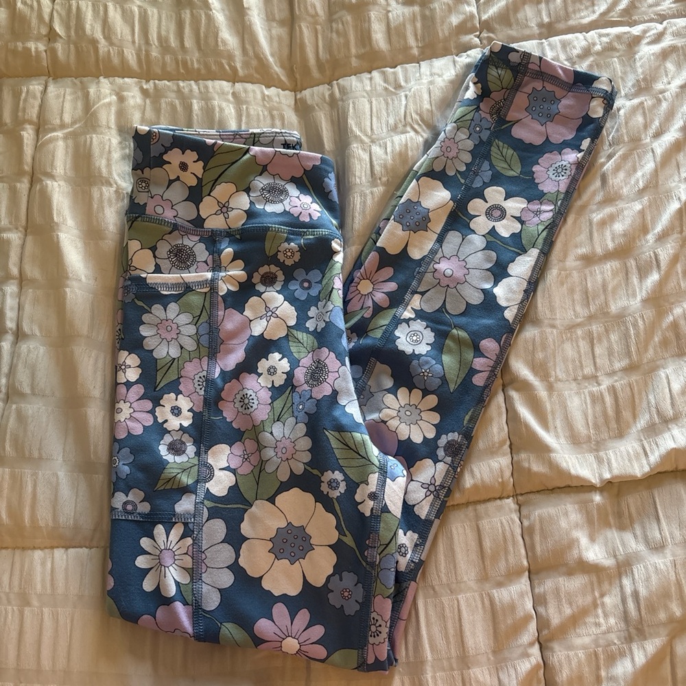 Tek Gear Floral Leggings - Blue and Pink